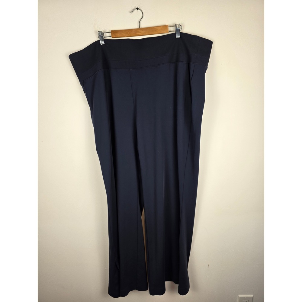 Athleta Venice Flare 3X Navy Wide Leg Pants Athleisure Zip Pockets Casual Work